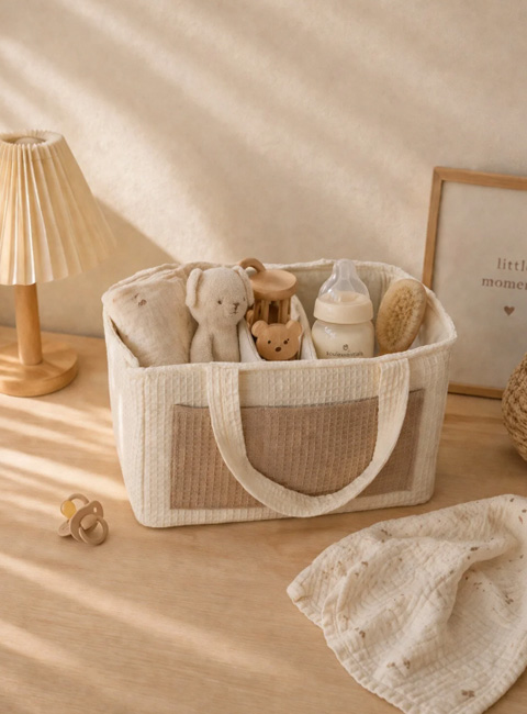 Soule Baby Waffle Kumaş Çok Bölmeli Bebek Düzenleyici Organizer – Nefes Alabilir, Hafif ve Yumuşak