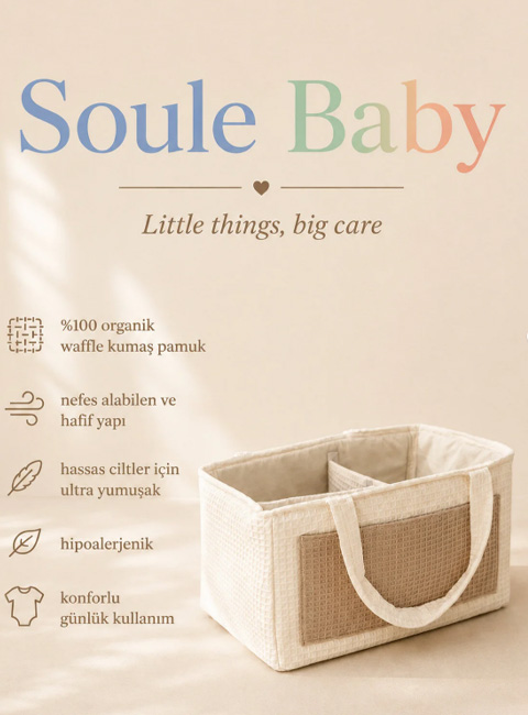 Soule Baby Waffle Kumaş Çok Bölmeli Bebek Düzenleyici Organizer – Nefes Alabilir, Hafif ve Yumuşak