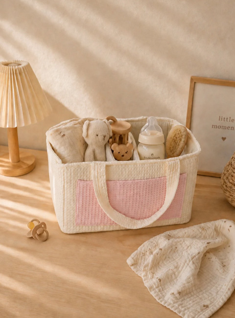 Soule Baby Waffle Kumaş Çok Bölmeli Bebek Düzenleyici Organizer – Nefes Alabilir, Hafif ve Yumuşak