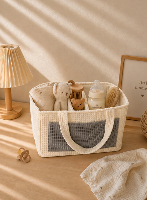 Soule Baby Waffle Kumaş Çok Bölmeli Bebek Düzenleyici Organizer – Nefes Alabilir, Hafif ve Yumuşak