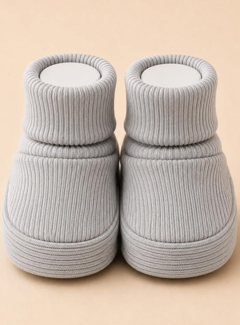 Soule Baby Organik Pamuklu Ortopedik Tabanlı Yenidoğan Bebek Patik – Soft Grey Premium Bebek