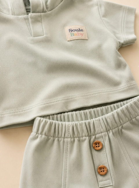 Soule Baby %100 Doğal Pamuk Kapüşonlu Bebek Takımı – Yumuşak ve Rahat 2’li Set