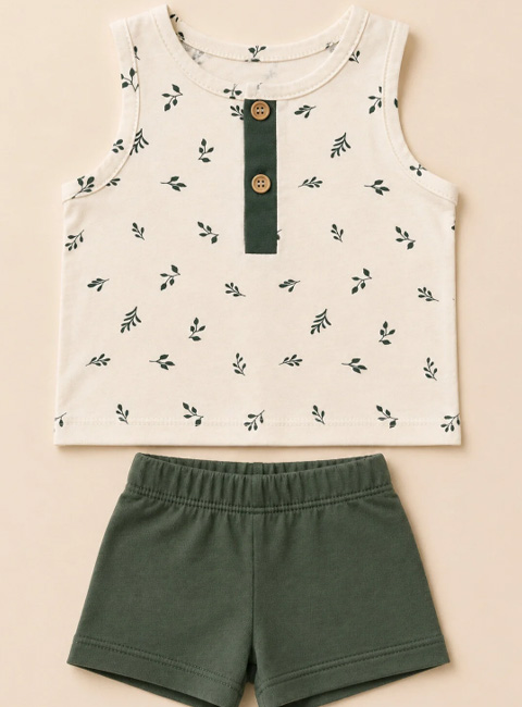 Soule Essentials Olive Breeze Organik Pamuklu 2'li Bebek Takımı
