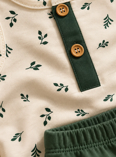 Soule Essentials Olive Breeze Organik Pamuklu 2'li Bebek Takımı